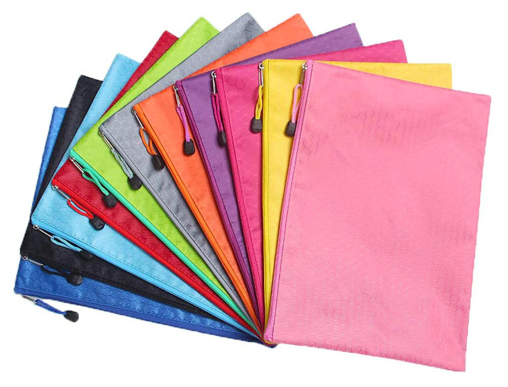 A4 File Bag Pencil Case Document Pocket Stationery Holder Organizer Waterproof Pouch (Pink)