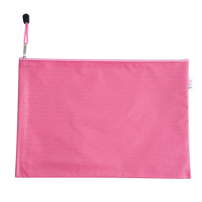 A4 File Bag Pencil Case Document Pocket Stationery Holder Organizer Waterproof Pouch (Pink)