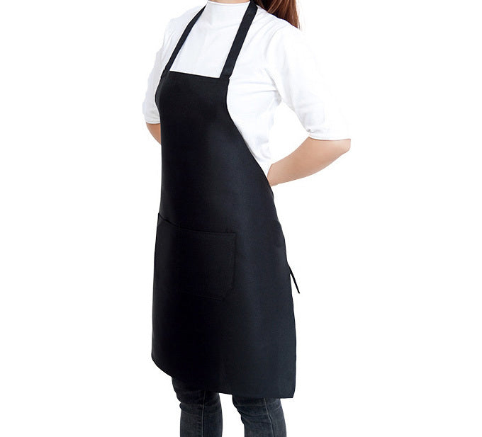Unisex Catering Bib Apron with Pockets (Black)