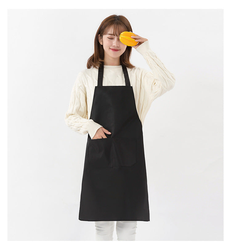 Unisex Catering Bib Apron with Pockets (Black)