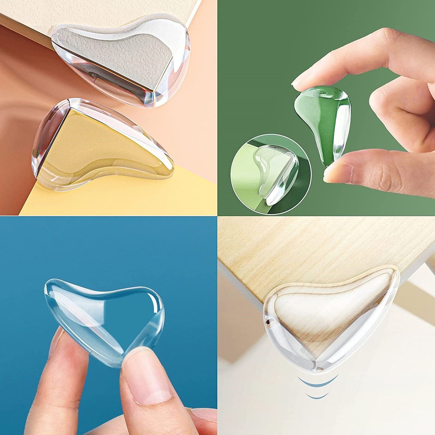 12 PCS Water Drop Shaped Table Corner Cover Self-adhesive Silicone Guards Protectors for Furniture