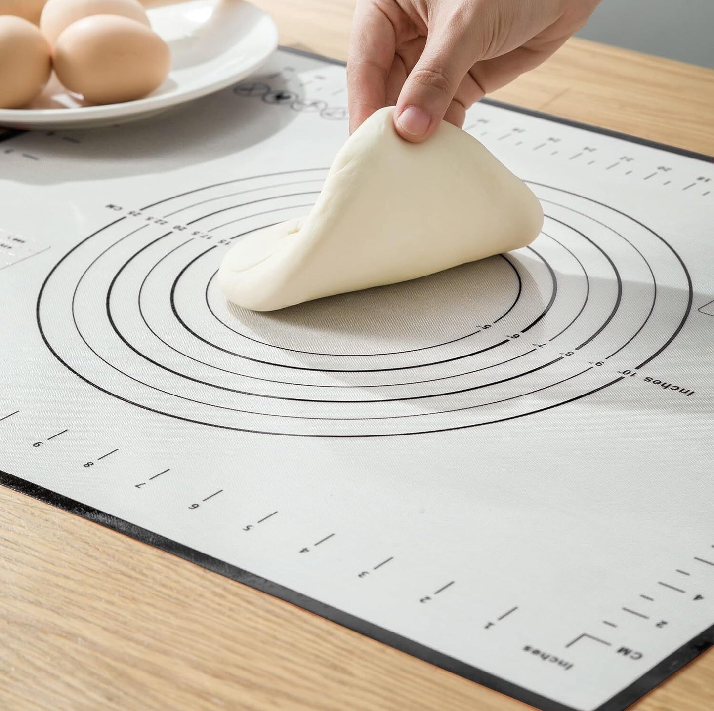 Large Silicone Baking Mat Non Stick Dough Pastry Making Pad with Measurements (Black)