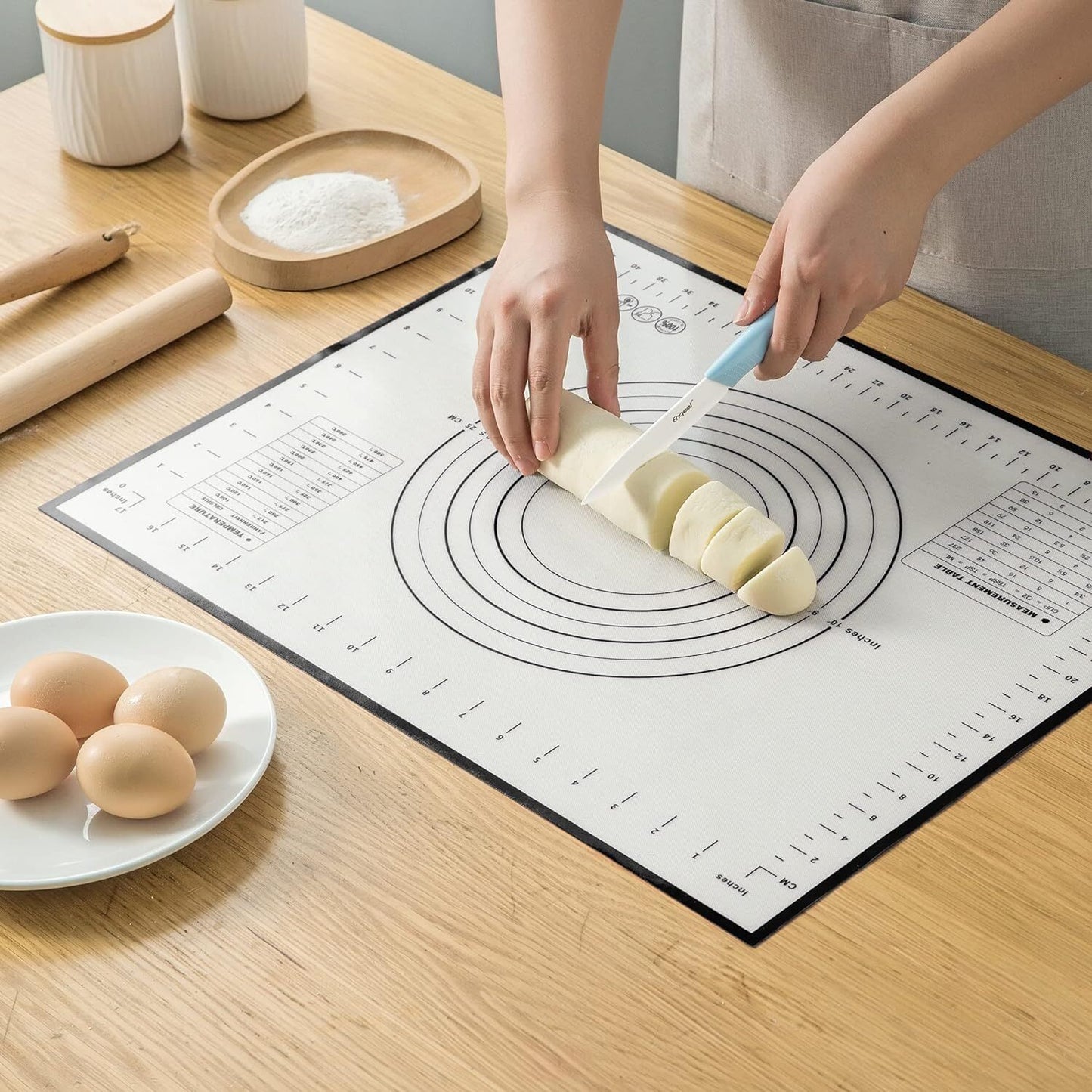 Large Silicone Baking Mat Non Stick Dough Pastry Making Pad with Measurements (Black)