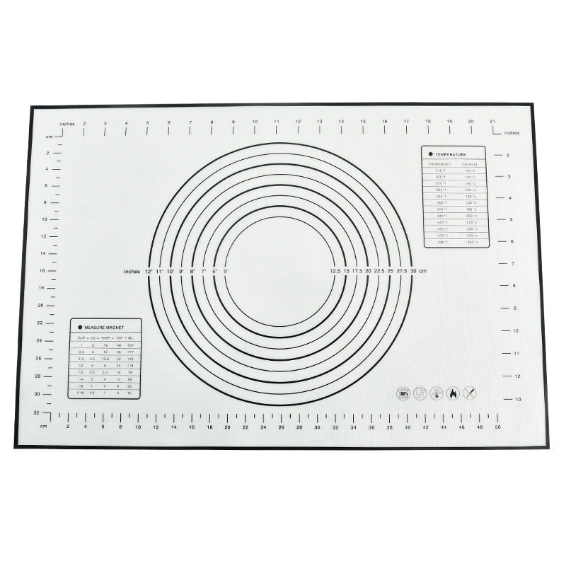 Large Silicone Baking Mat Non Stick Dough Pastry Making Pad with Measurements (Black)