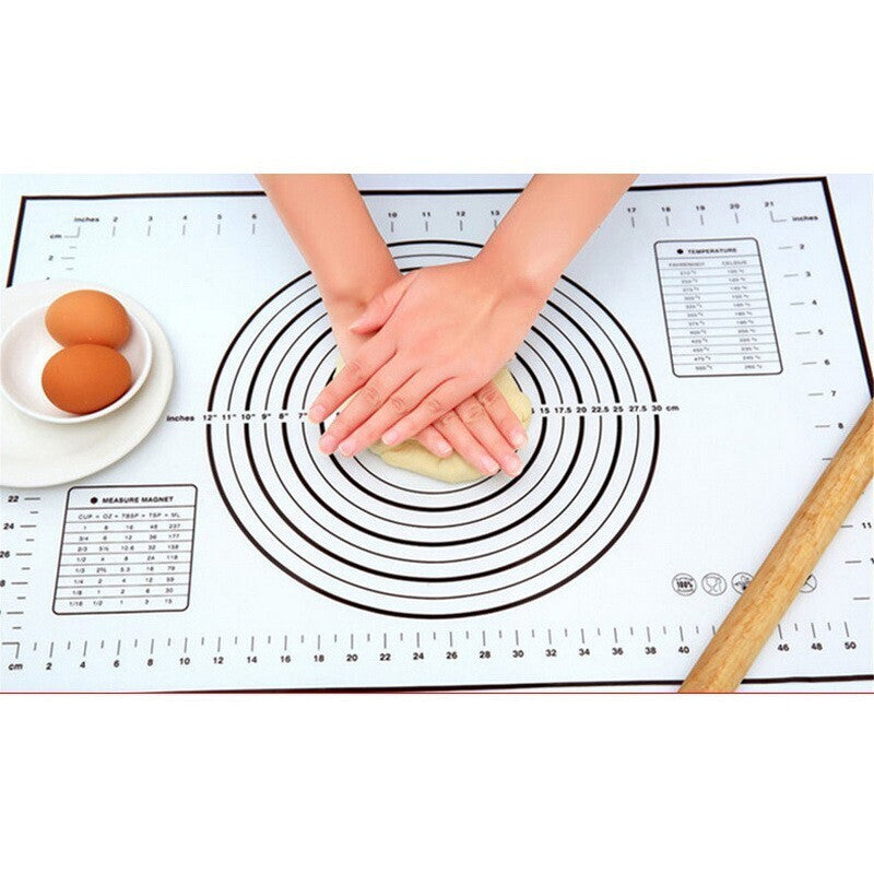 Large Silicone Baking Mat Non Stick Dough Pastry Making Pad with Measurements (Black)