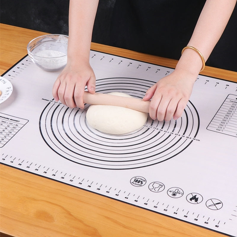 Large Silicone Baking Mat Non Stick Dough Pastry Making Pad with Measurements (Black)