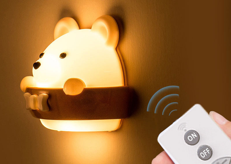 Multifunction Cute Bear Remote Control LED Light USB Rechargeable Lamp