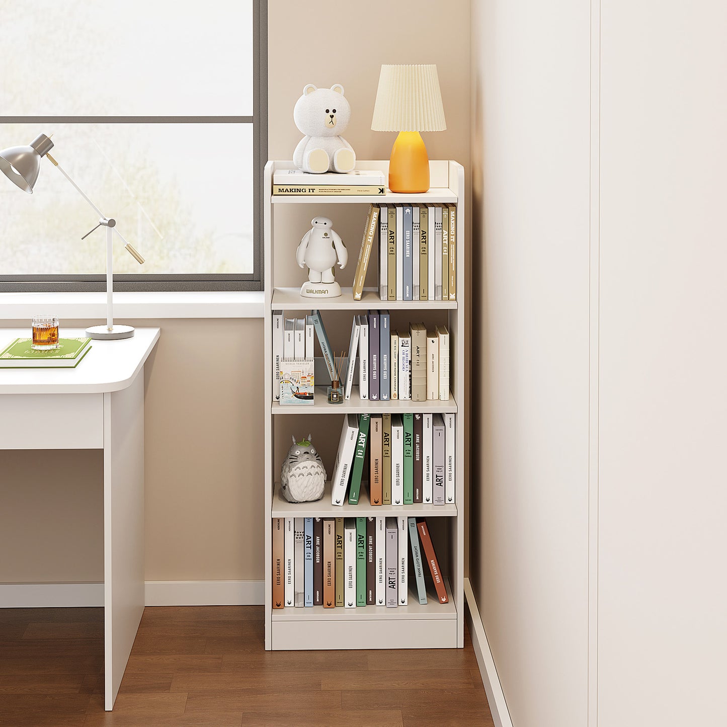 Essentia 4-Tier Storage Shelf Bookcase Shelving Unit Organizer (White)