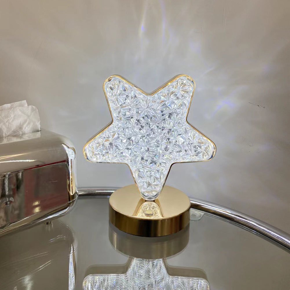 Luxury Star Lamp Crystal Diamond LED Cordless Night Light