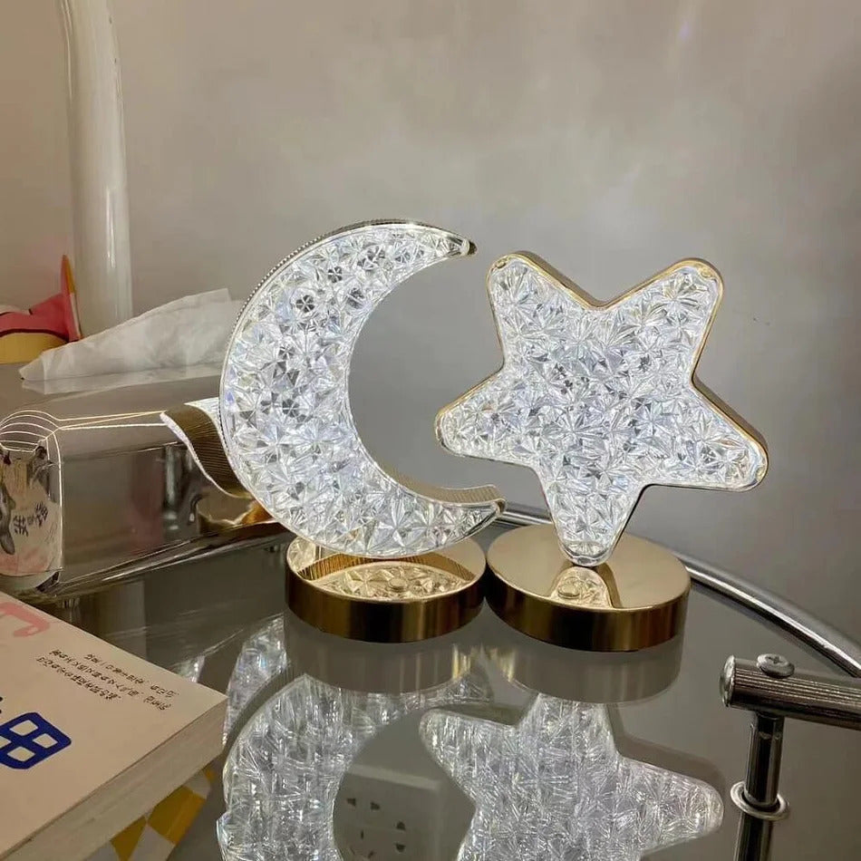 Luxury Star Lamp Crystal Diamond LED Cordless Night Light