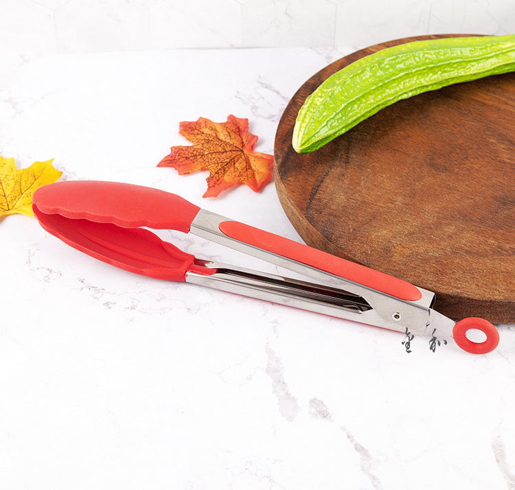 27cm Good Grip Silicone Stainless Steel Tongs (Red)