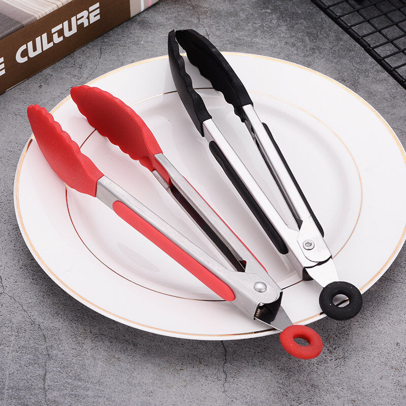 27cm Good Grip Silicone Stainless Steel Tongs (Red)