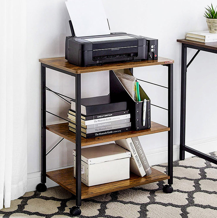 Atlas Rustic Wood & Steel Multipurpose Utility Cart Storage Shelf Kitchen Trolley
