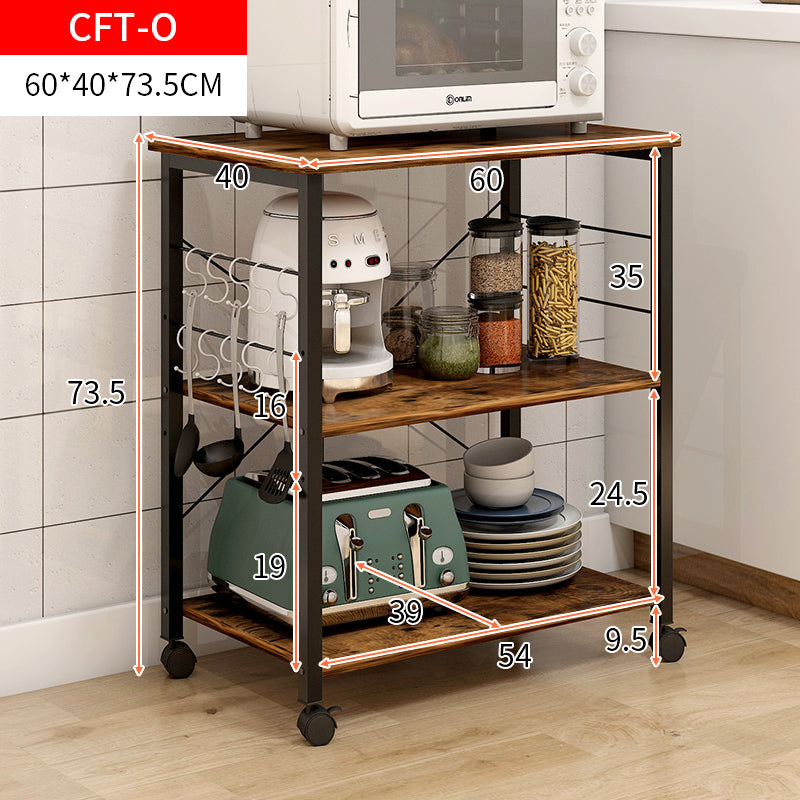 Atlas Rustic Wood & Steel Multipurpose Utility Cart Storage Shelf Kitchen Trolley
