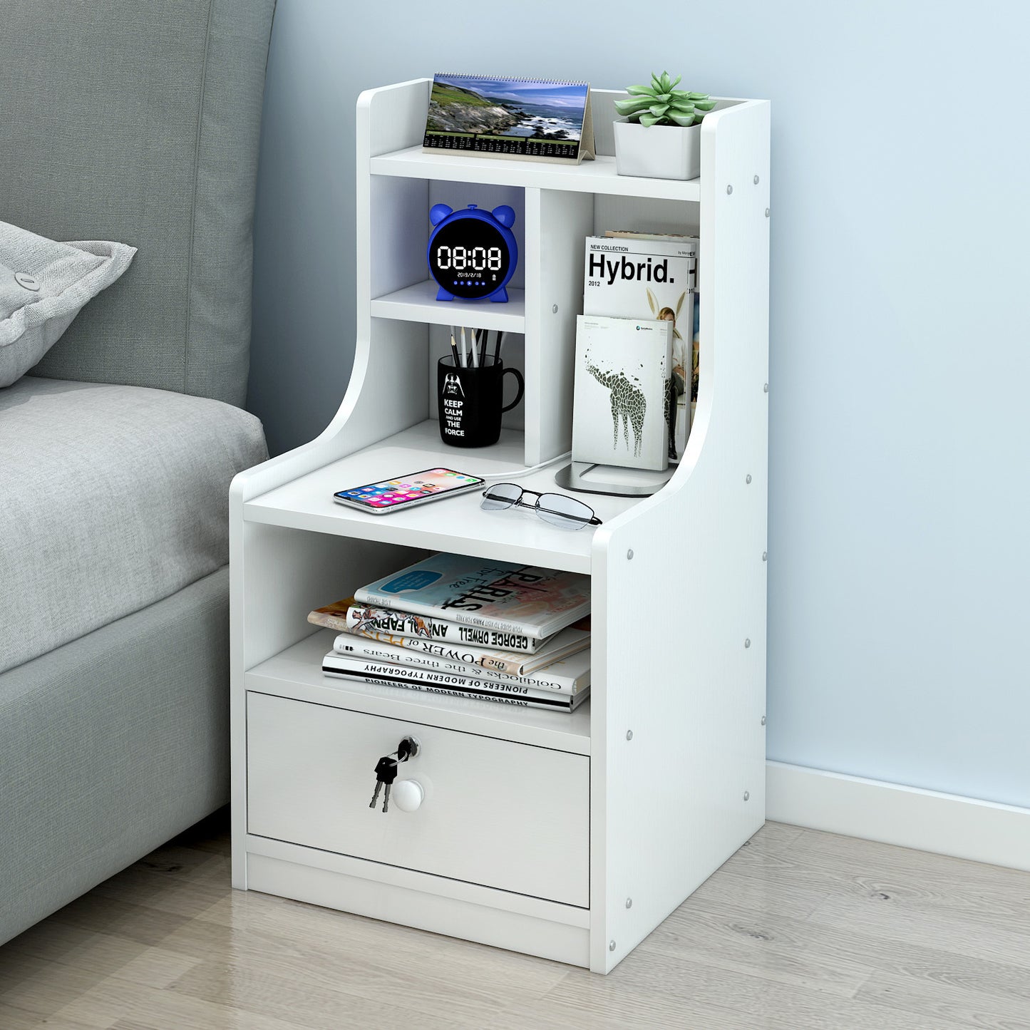 Imperial Bedside Table with Drawer and Shelf (White)