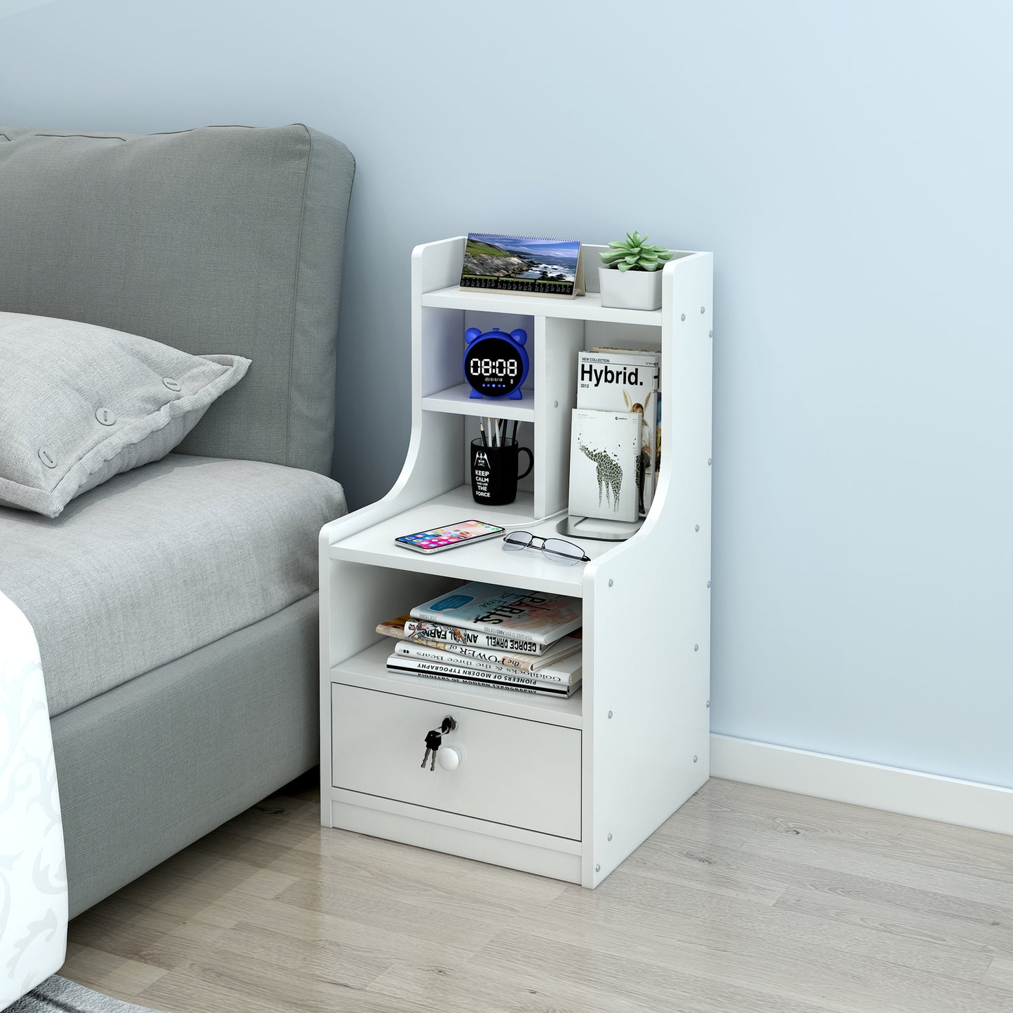 Imperial Bedside Table with Drawer and Shelf (White)