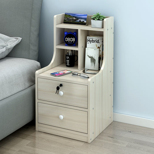 Imperial 2-Drawer Bedside Table with Chest of Drawers and Shelf (White Oak)