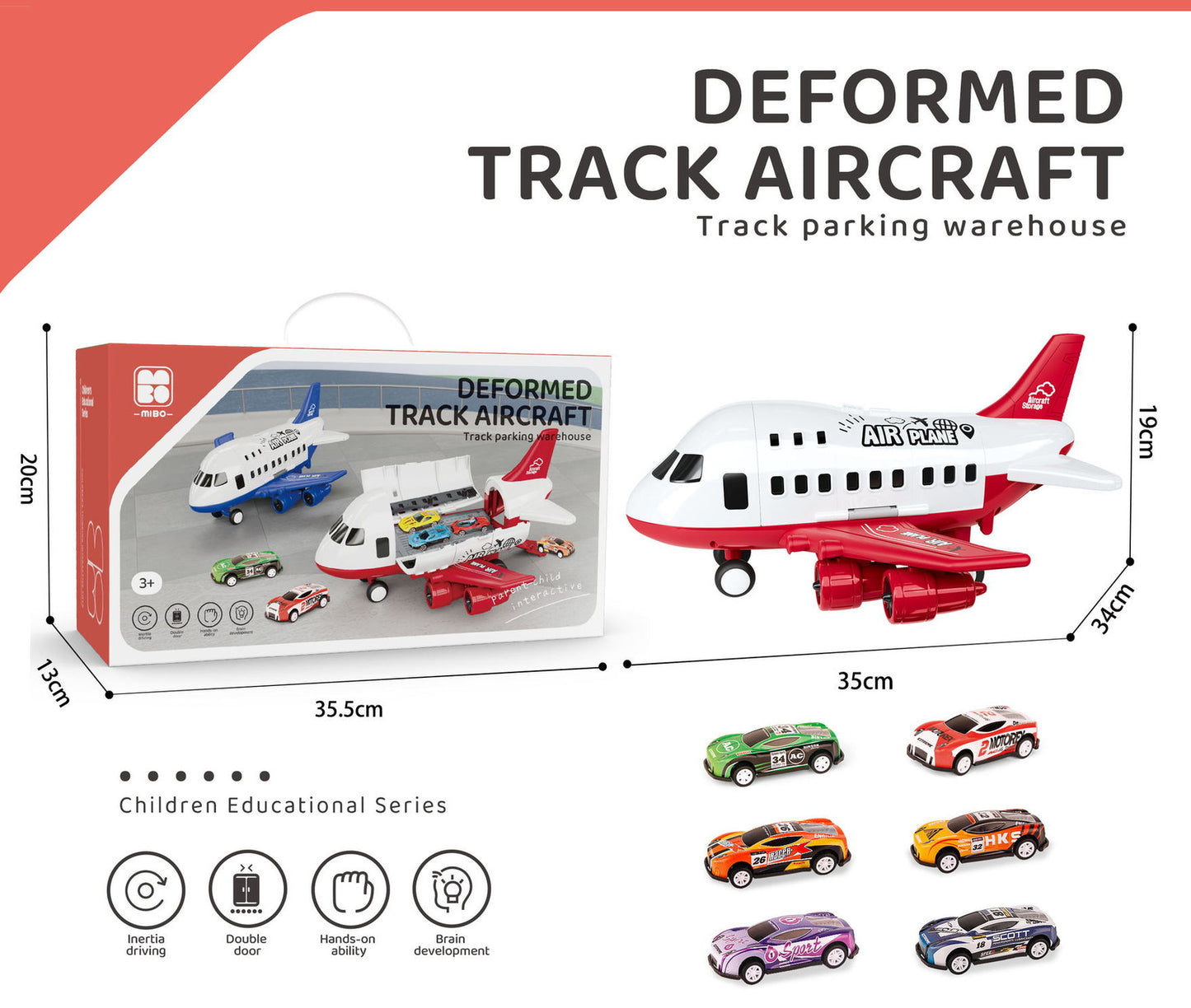 Adventure Large Aircraft Toy Dual-Mode Airliner Racetrack Racing Cars Play Set