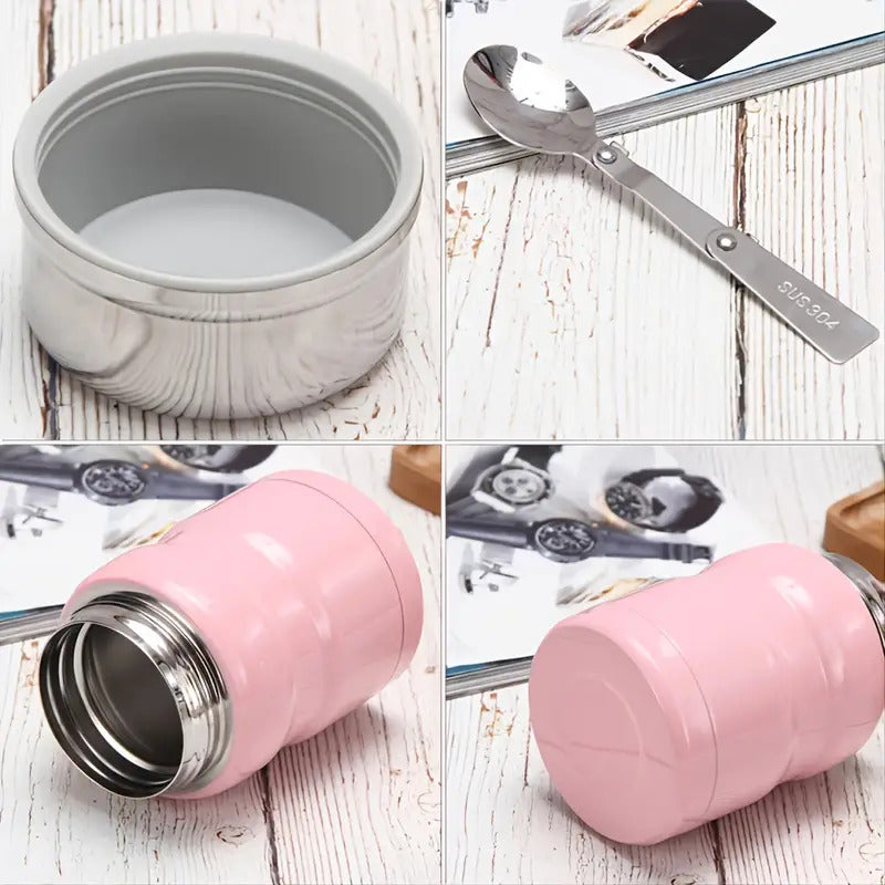 750mL Stainless Steel Vacuum Thermos Insulated Food Jar Lunch Box (Pink)