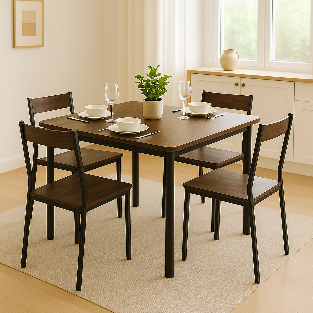 Harbor Industrial Rustic Wood & Steel Dining Table Square 80cm