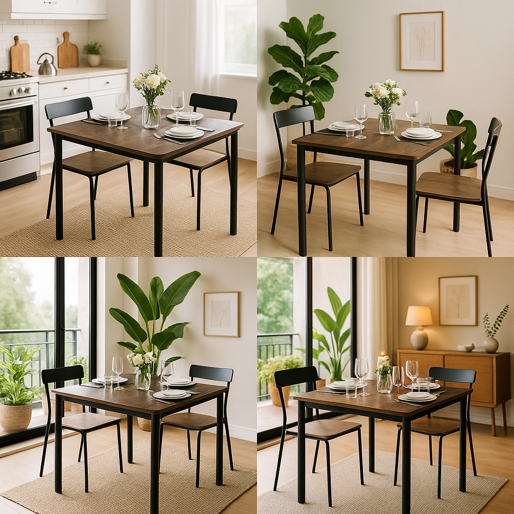 Harbor Industrial Rustic Wood & Steel Dining Table Square 80cm