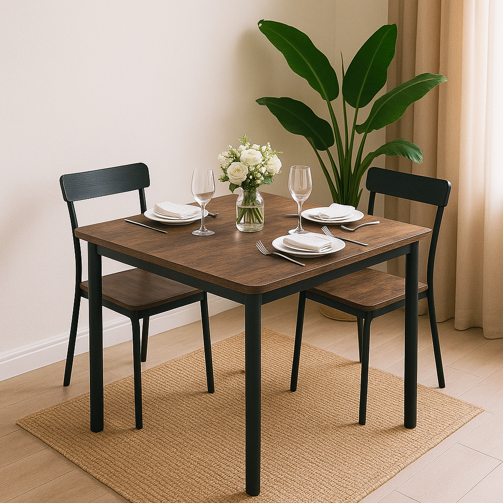 Harbor Industrial Rustic Wood & Steel Dining Table Square 80cm