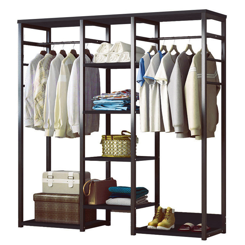 Galaxy Wardrobe Cupboard Shelves & Clothes Hanging Racks (Black Walnut)