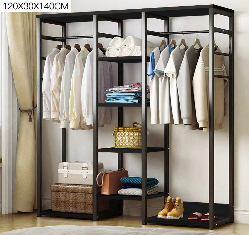 Galaxy Wardrobe Cupboard Shelves & Clothes Hanging Racks (Black Walnut)