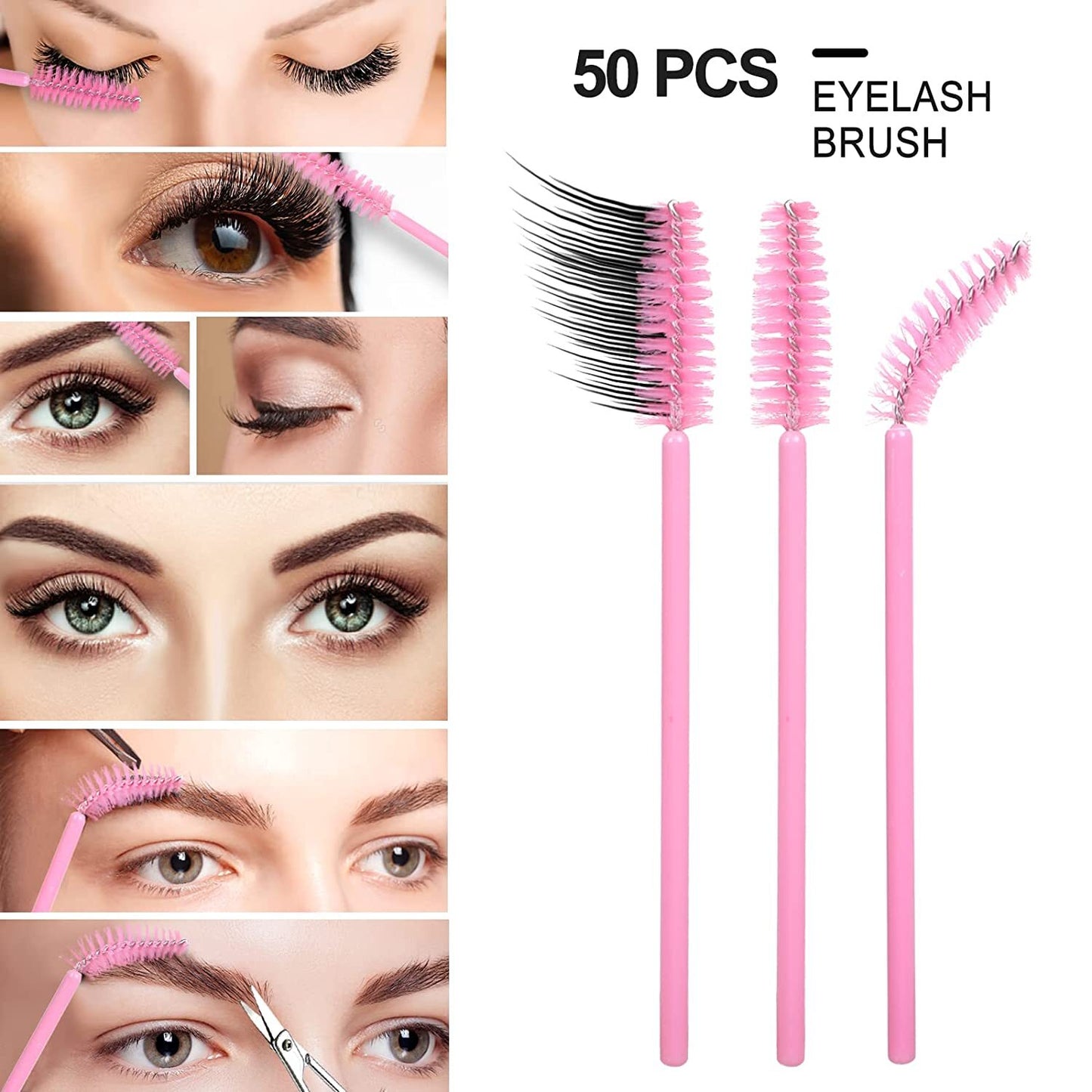 50 X Disposable Eyelash Mascara Makeup Brushes Eyebrow Lash Extensions