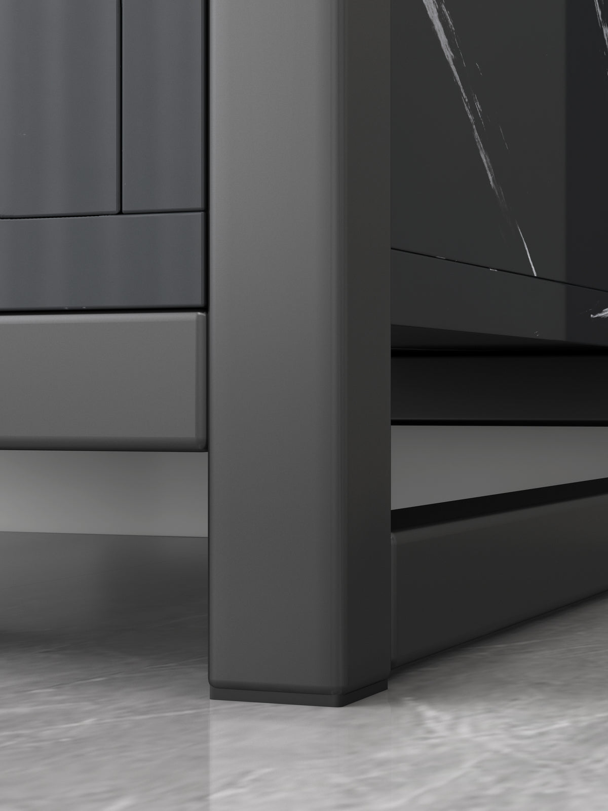 Synergy Luxury Marble Look Side Table Nightstand (Black)