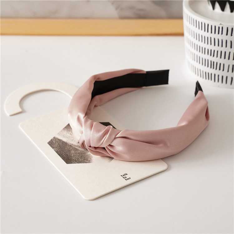 Satin Bow Hair Band Headband Twist Knot Headwear (Pink)