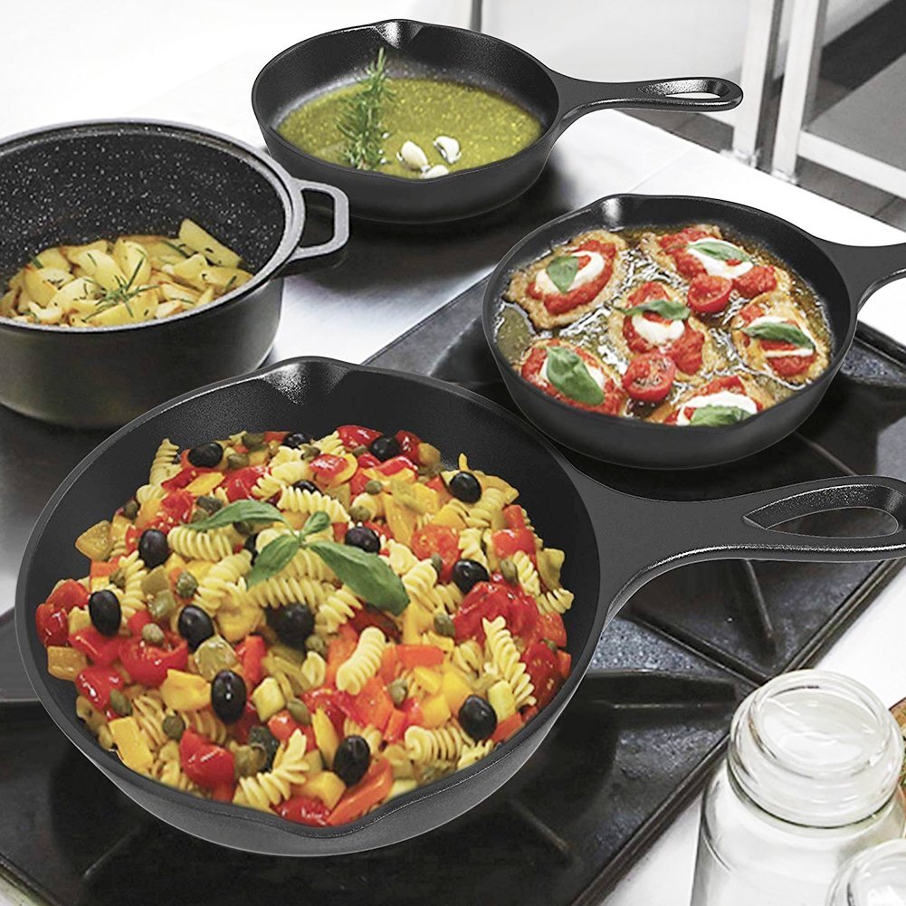 Heavy Duty Non-Stick Frying Pan Cooker Pot Cast Iron Skillet BBQ Grill Cookware