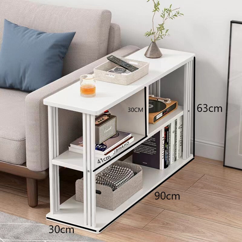Icon Wood and Steel Sofa Side Table with Shelves (Honey Oak)