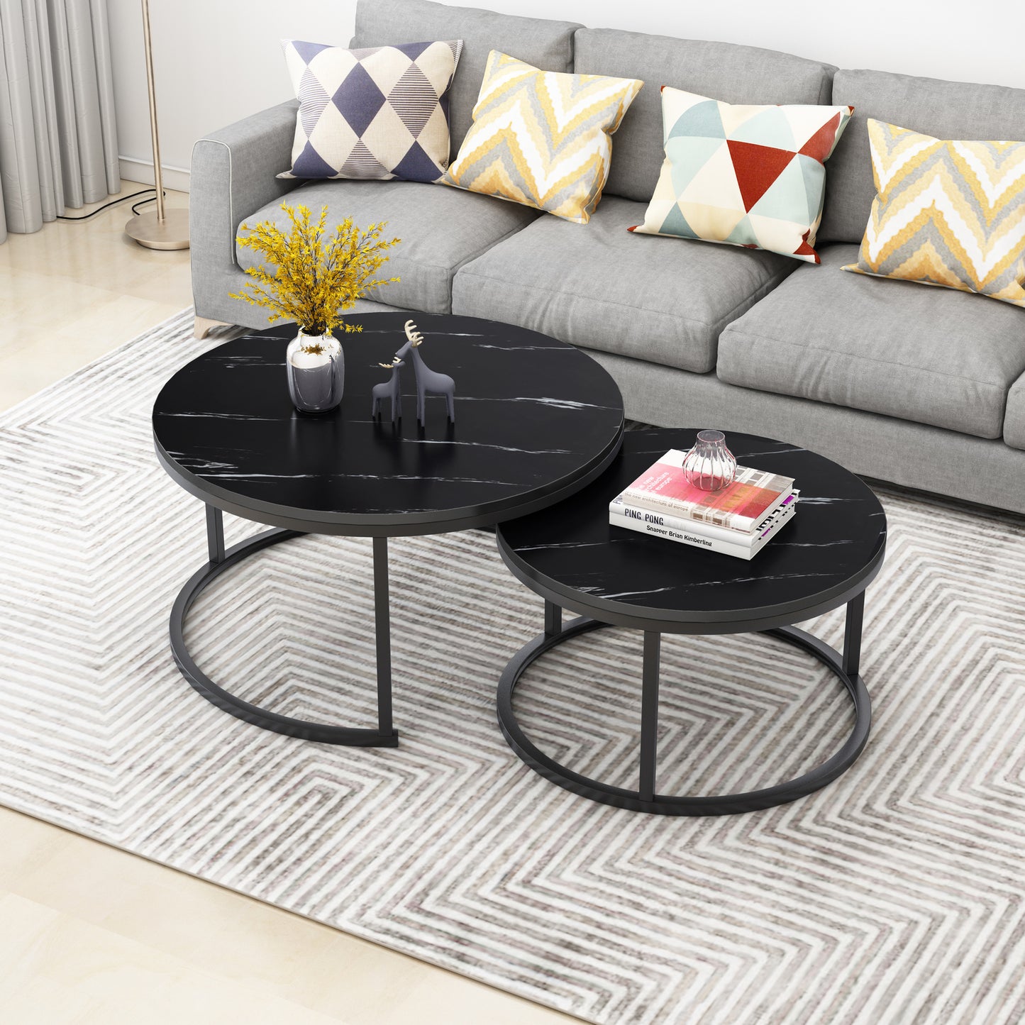 Synergy 2 In 1 Designer Nesting Coffee Tables (Black)