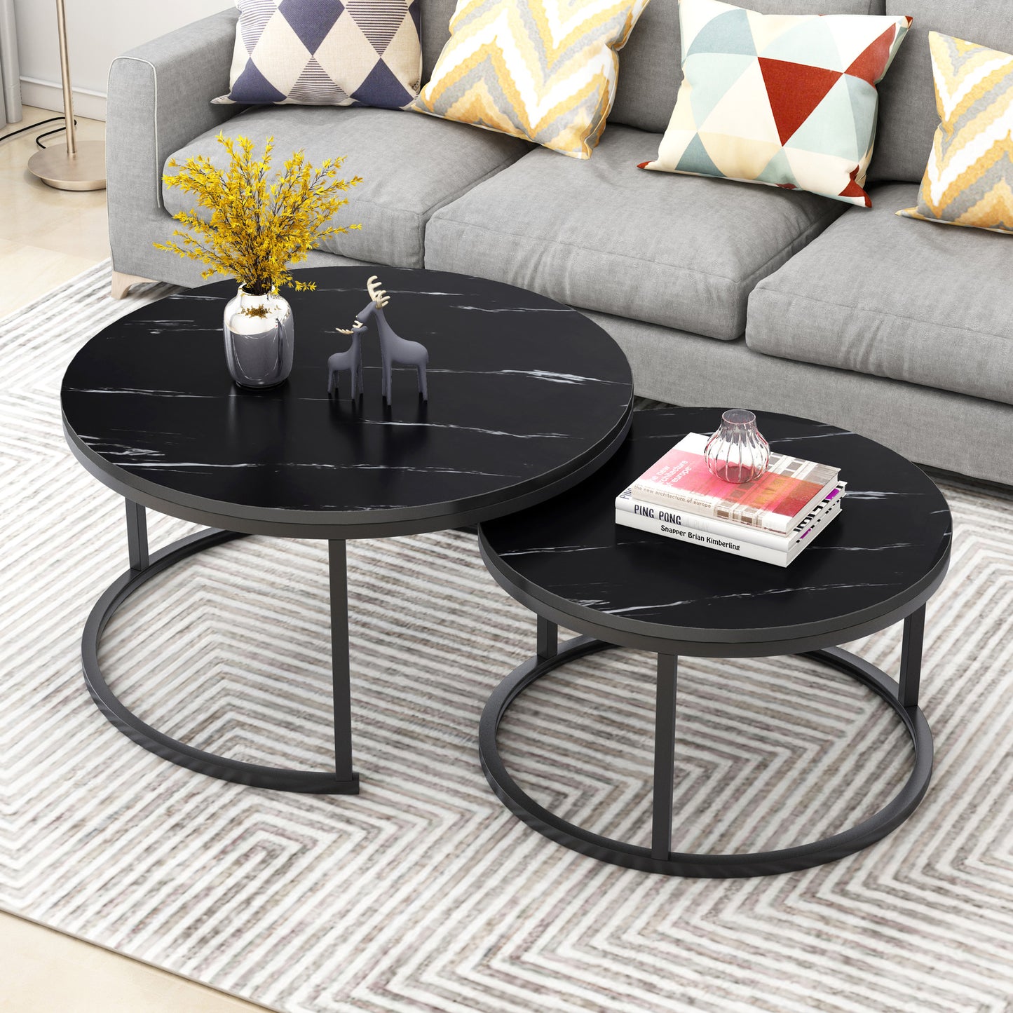 Synergy 2 In 1 Designer Nesting Coffee Tables (Black)