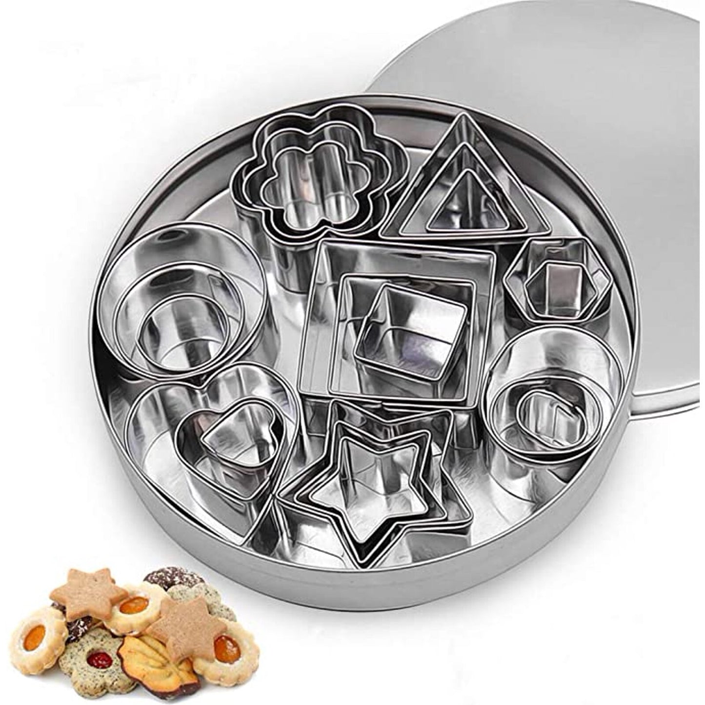 24PCS Stainless Steel Biscuit Cookie Cutter Set Baking Moulds