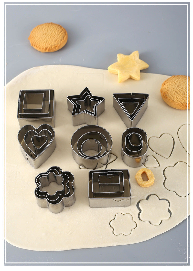 24PCS Stainless Steel Biscuit Cookie Cutter Set Baking Moulds