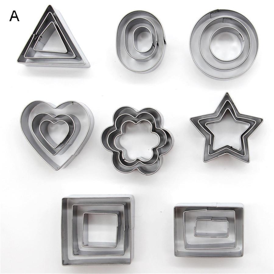 24PCS Stainless Steel Biscuit Cookie Cutter Set Baking Moulds