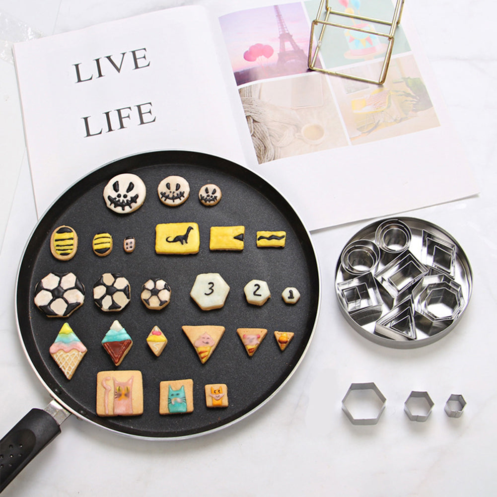 24PCS Stainless Steel Biscuit Cookie Cutter Set Baking Moulds