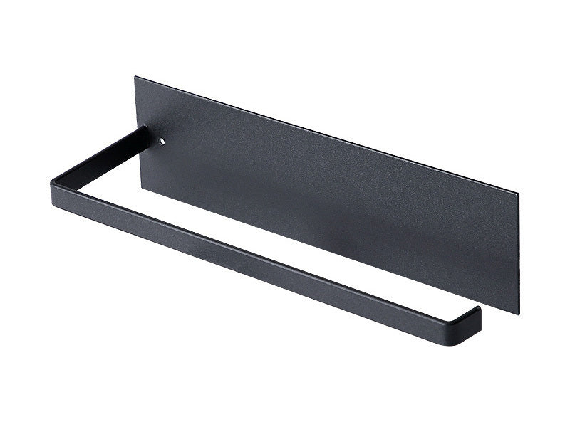 Steel Paper Towel Holder Wall-Mounted Kitchen Bathroom Tissue Hanger Rack Organiser (Black)