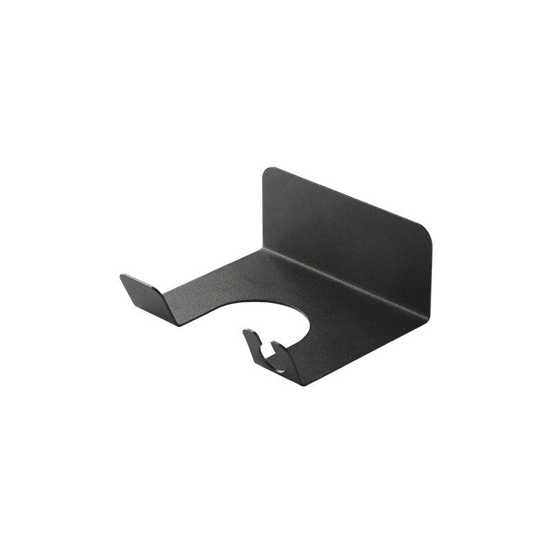 Steel Hair Dryer & Cord Holder Wall Mounted Hairdryer Bathroom Organiser Rack (Black)