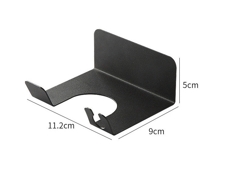 Steel Hair Dryer & Cord Holder Wall Mounted Hairdryer Bathroom Organiser Rack (Black)