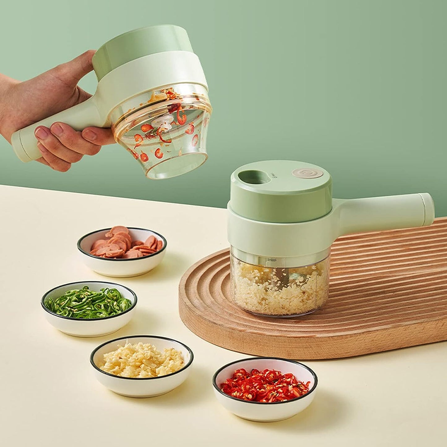 4 in 1 Portable Handheld Electric Vegetable Cutter Set Kitchen Slicer Chopper Food Grinder Processor