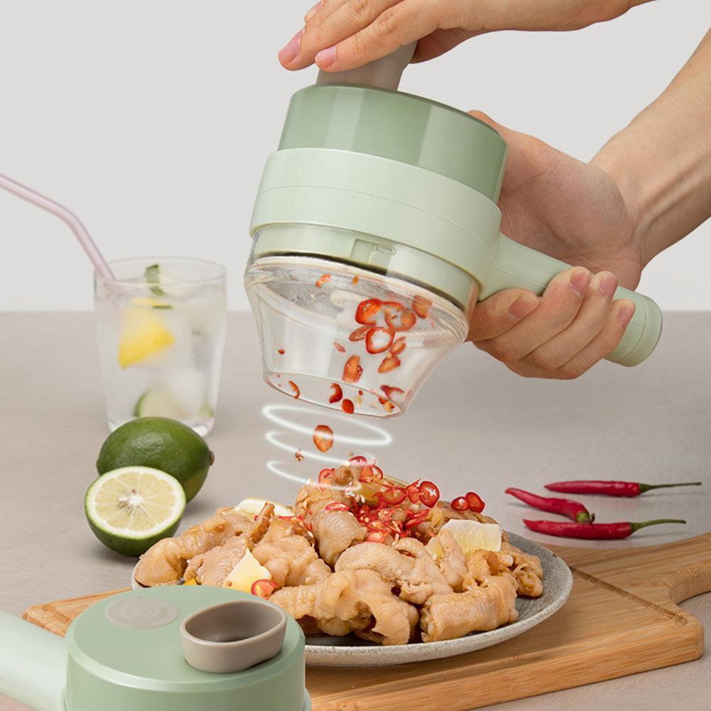 4 in 1 Portable Handheld Electric Vegetable Cutter Set Kitchen Slicer Chopper Food Grinder Processor