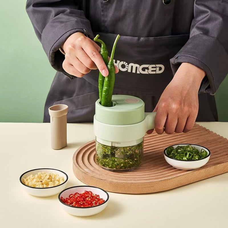 4 in 1 Portable Handheld Electric Vegetable Cutter Set Kitchen Slicer Chopper Food Grinder Processor