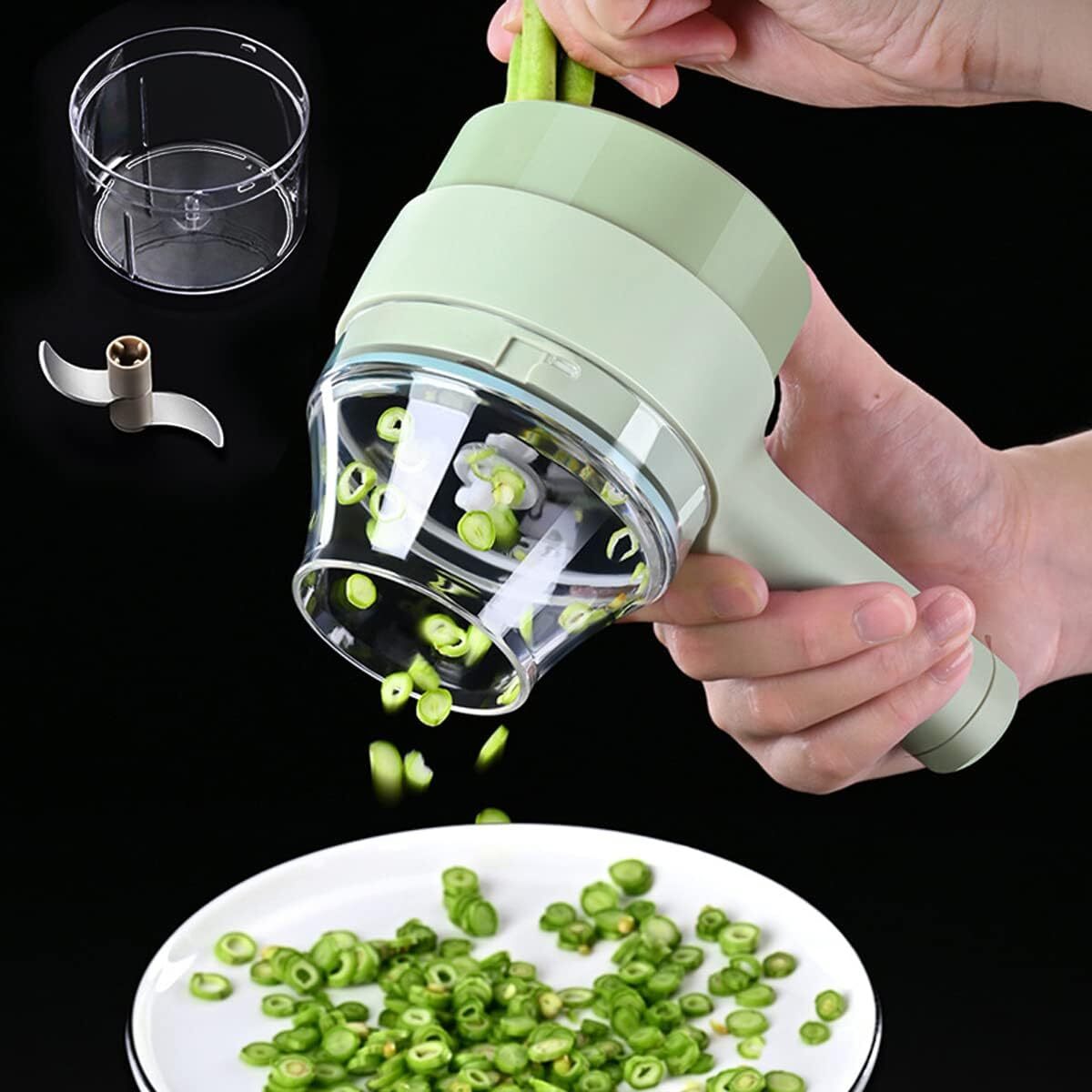 4 in 1 Portable Handheld Electric Vegetable Cutter Set Kitchen Slicer Chopper Food Grinder Processor