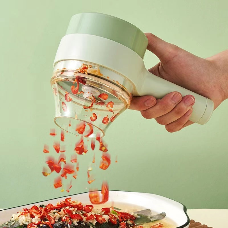 4 in 1 Portable Handheld Electric Vegetable Cutter Set Kitchen Slicer Chopper Food Grinder Processor