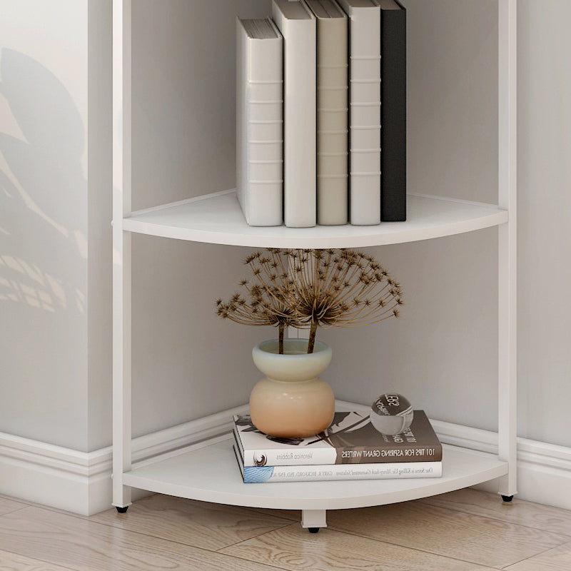 Optima 5 Tier Wood & Steel Corner Shelf Organizer Unit (White)
