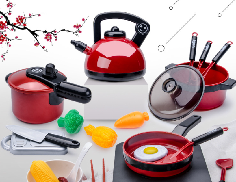 51-Piece Interactive Kitchen Cookware Pots Pans Utensils Play Food Cooking Toy Set