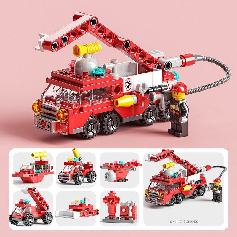 6 In 1 City Fire Truck Building Blocks 142 Compatible Bricks Kit Toy Set